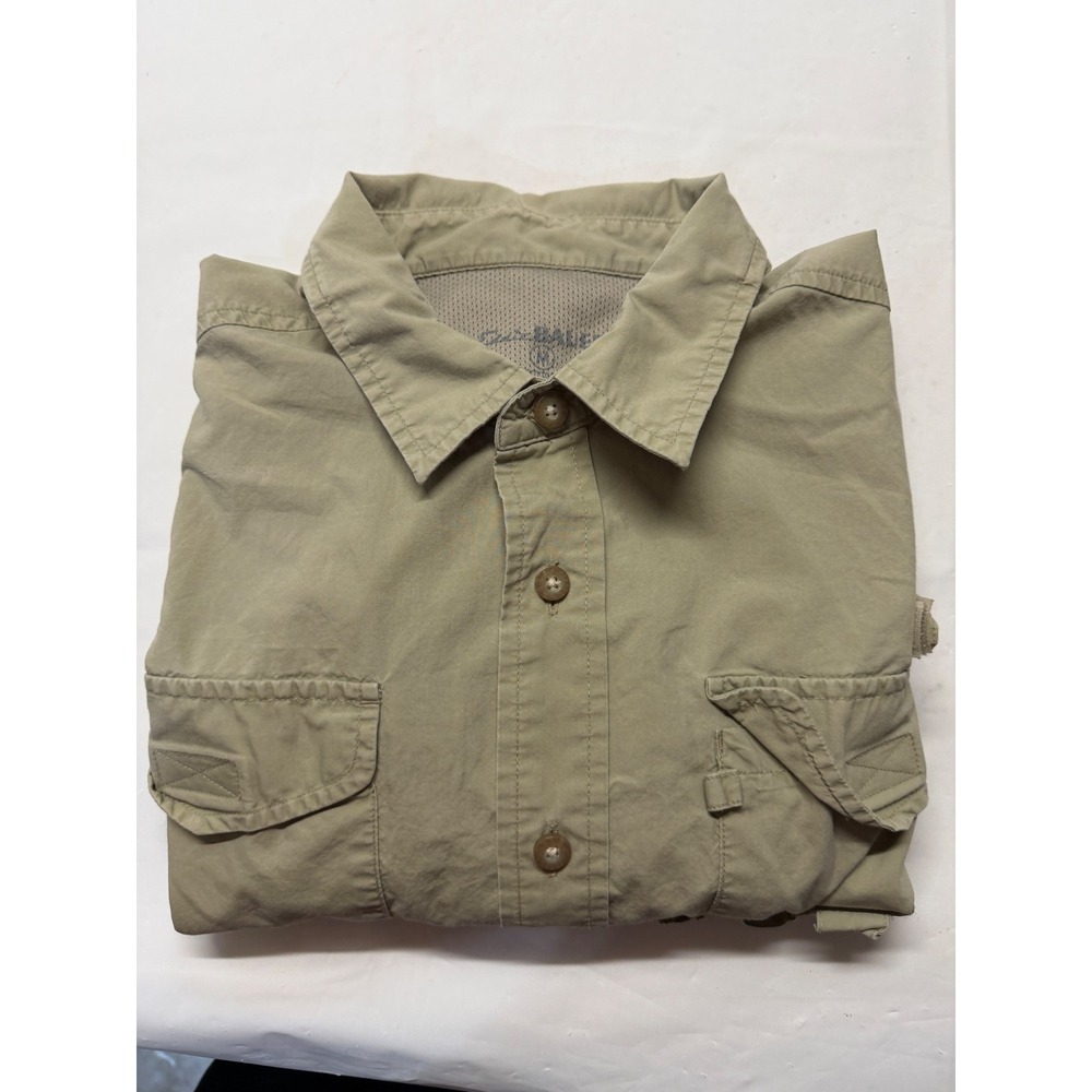 Eddie Bauer Mens Khaki Long Sleeve Fishing Shirt Utility Ventilated 13901102 M